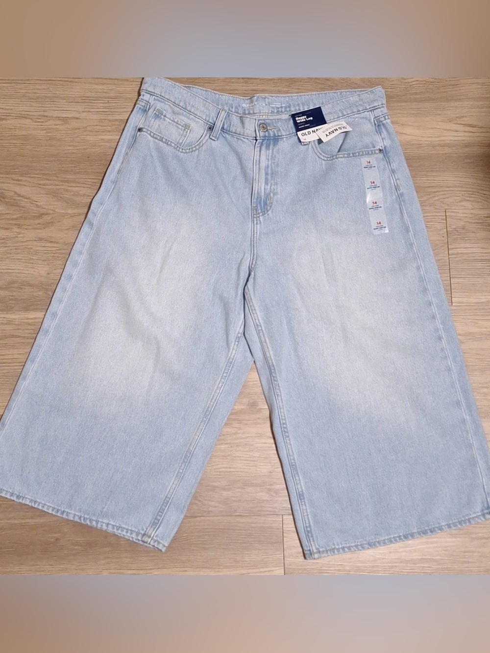 Old Navy Light Blue Denim baggy wide leg culotte size 14